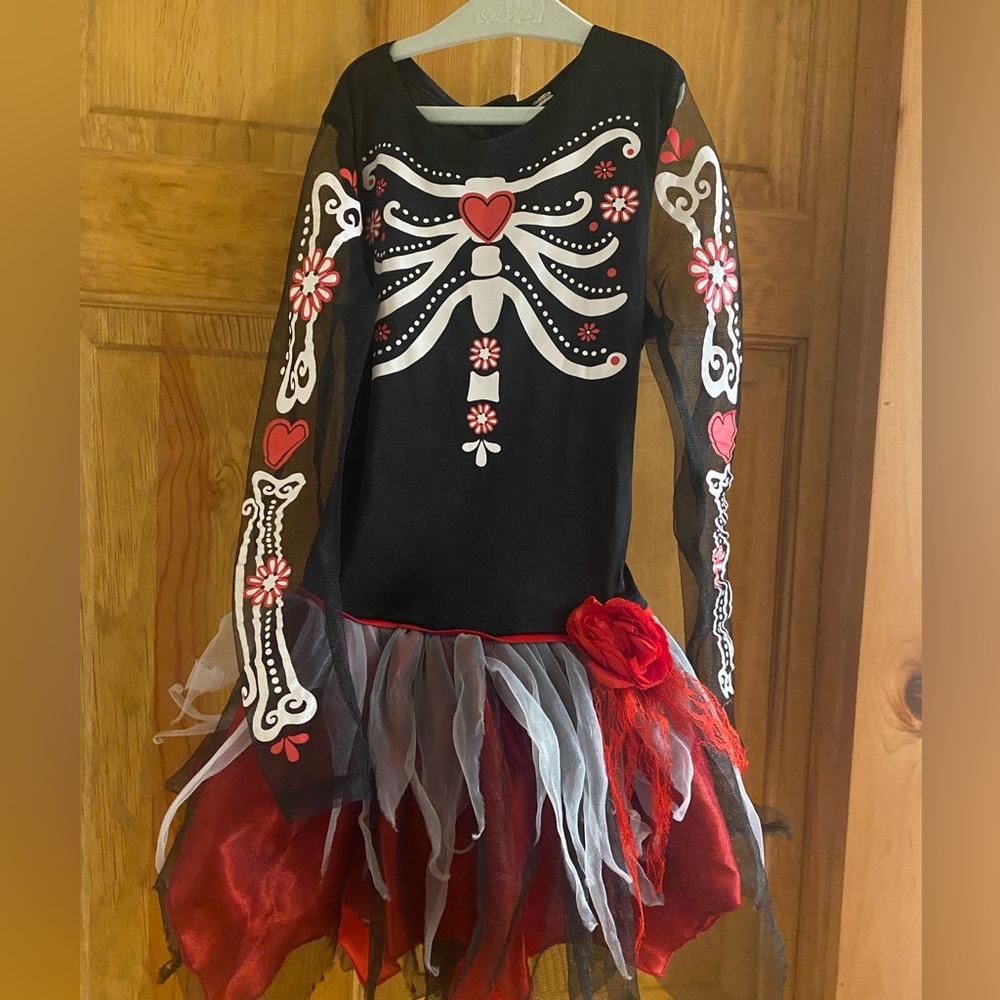 Day of the Dead Halloween Costume Scared to the Bone Skeleton Child M 7 - Picture 7 of 10
